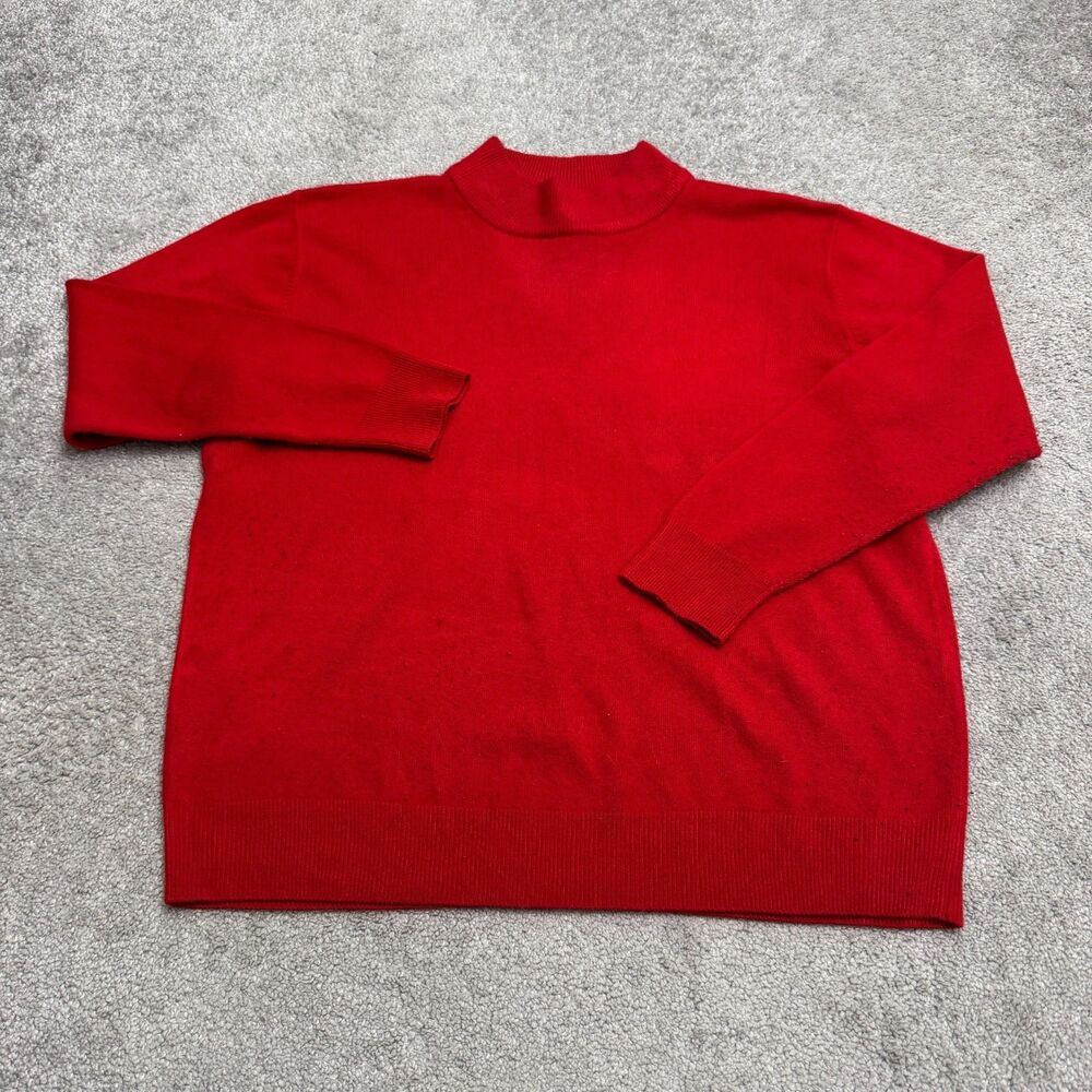 BFA Classics Acrylic Mock Neck Long Sleeve Knit Pullover Sweater Womens 1X Red